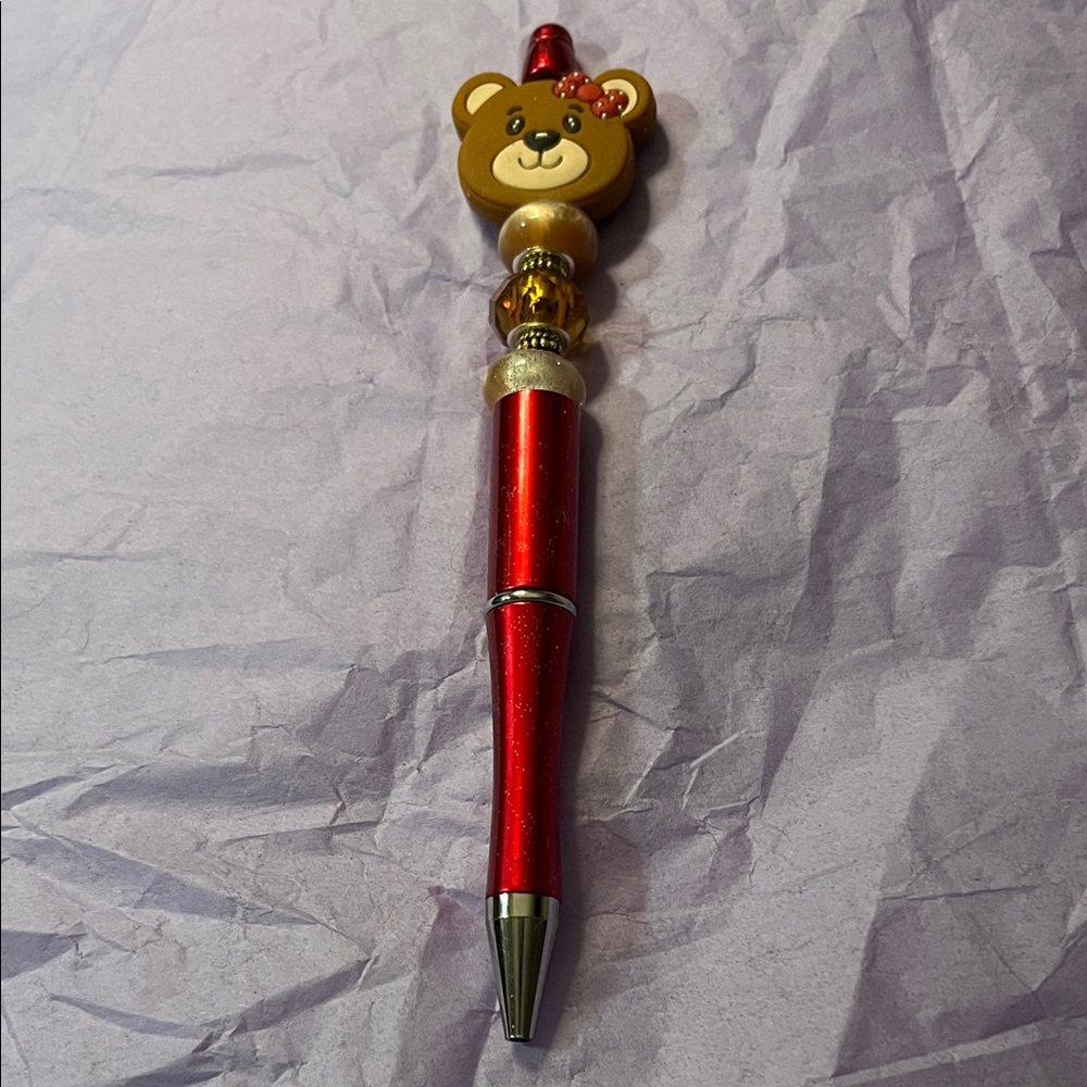 Red Bear-Themed Pen